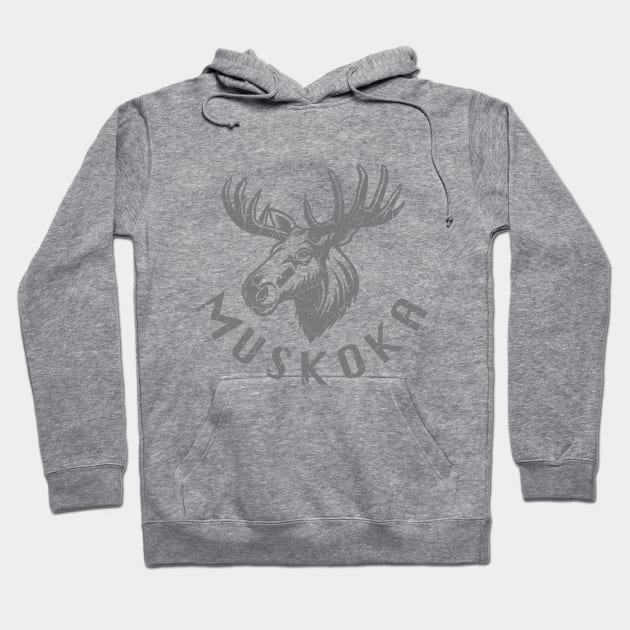 Muskoka - Moose (Dark Grey) Hoodie by VelvetRoom